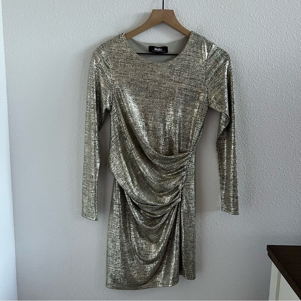 Lulu's Metallic Long Sleeve Dress Small